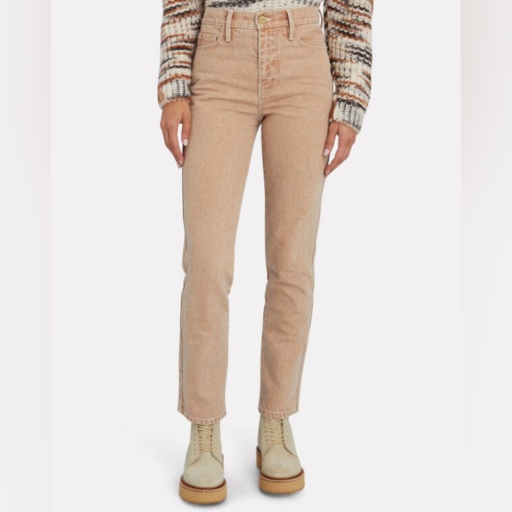 FRAME Le Sylvie Slender Straight Ultra High Rise Ankle Length NWOT Sand Wash - Picture 3 of 16